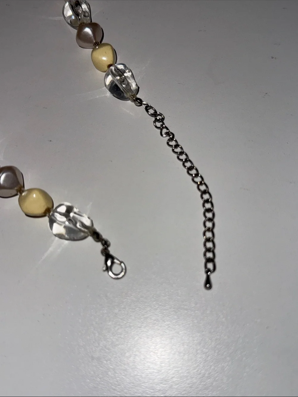 Y2K Pastel Clear Beaded Statement Necklace Cream Taupe Lucite Adjustable